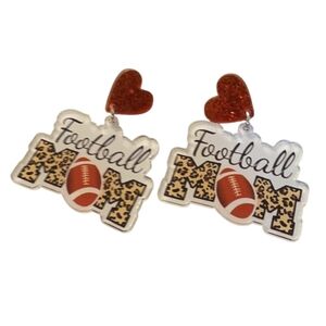 Football Mom Cheetah Print Dangle Earrings Heart | Mix And Match 3/$20